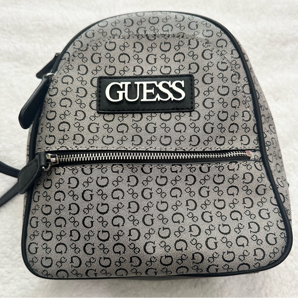 GUESS Gray and Black Logo Backpack